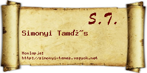 Simonyi Tamás névjegykártya