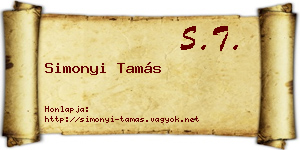 Simonyi Tamás névjegykártya